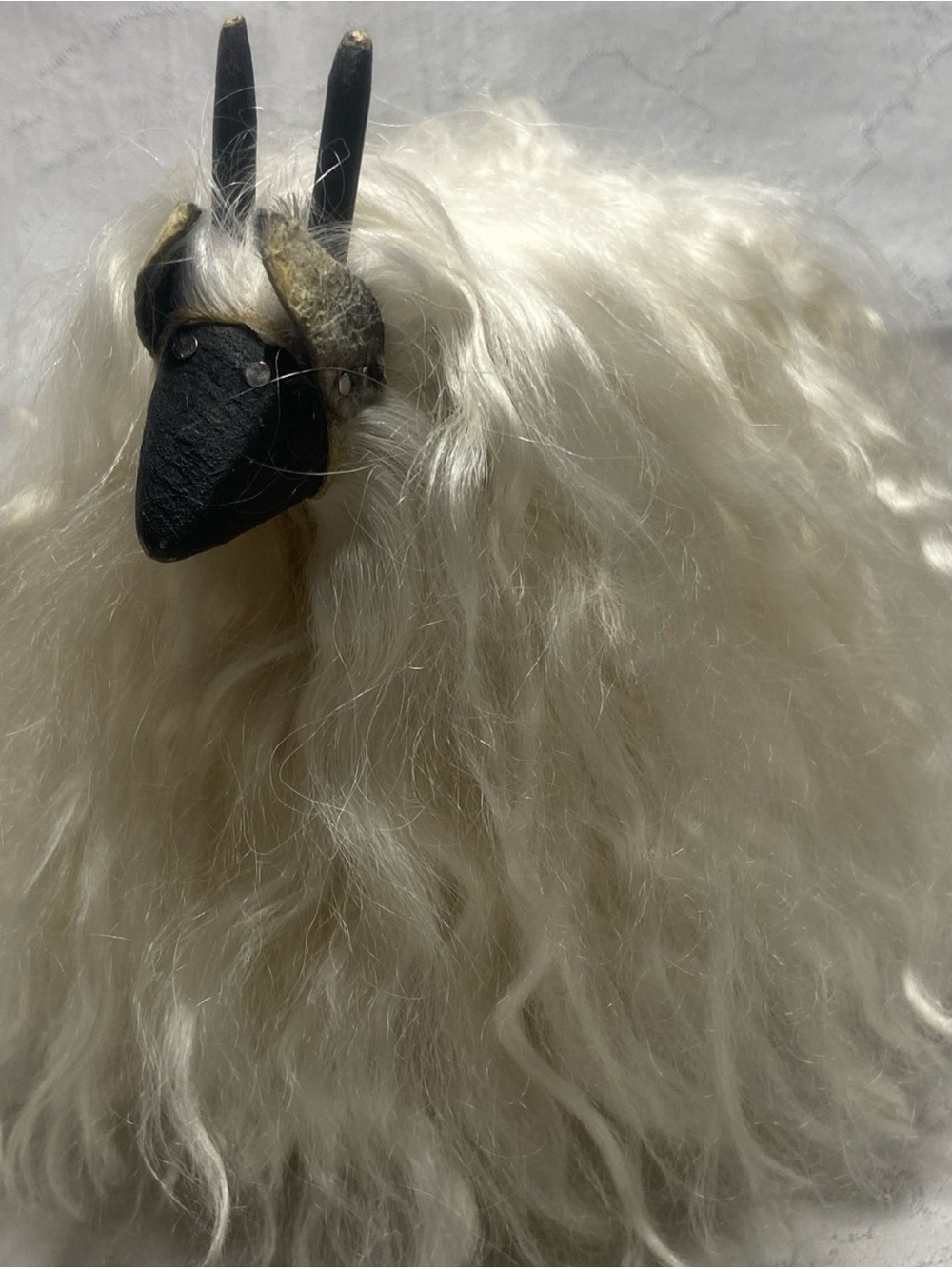 1960 Vintage Folk Art Sculpture Tribal Navajo Sheep Goat Real Angora Fur RARE!